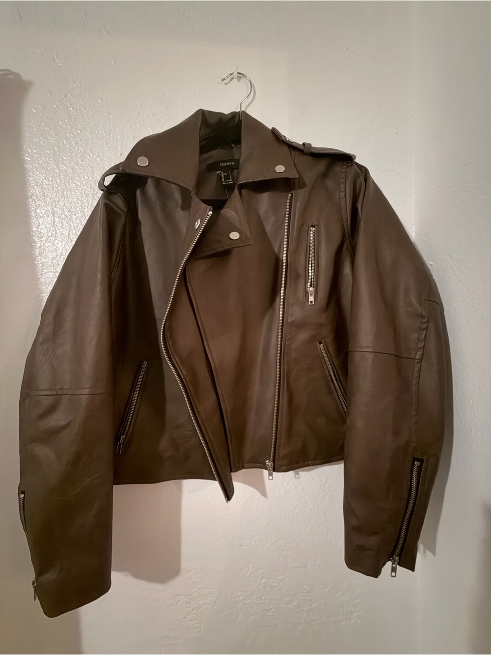 Women’s Brown Leather Biker Jacket
